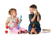 children playing music